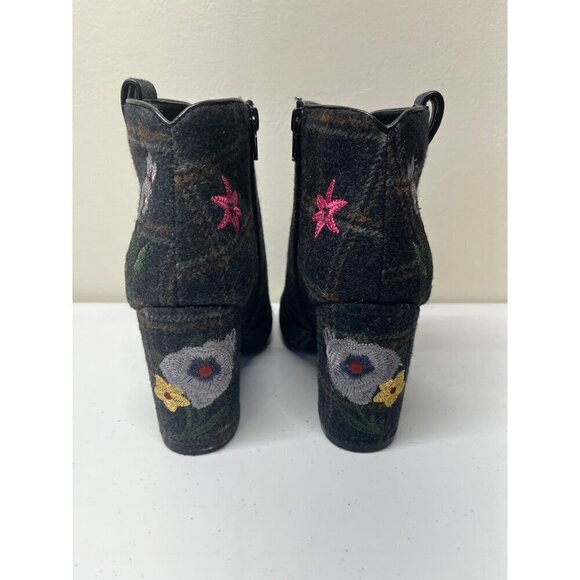 Indigo Rd Embroidered Floral Plaid Heeled Ankle Booties Womens 8.5M Irjuke - Picture 5 of 11